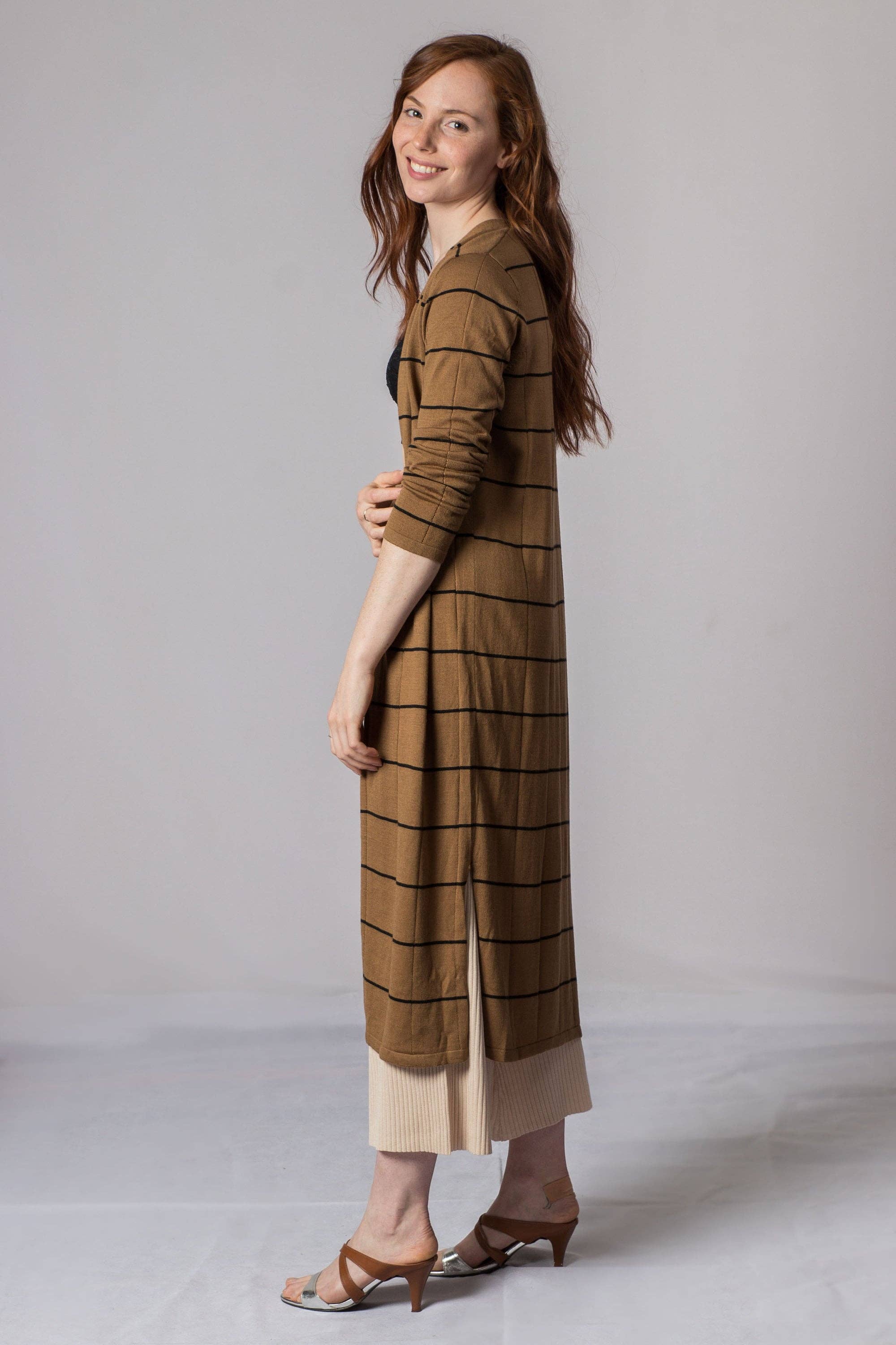 ALS Australia - Wholesale Cardigan – Women’s - Women's Striped Wool Yarn Long Cardigan7