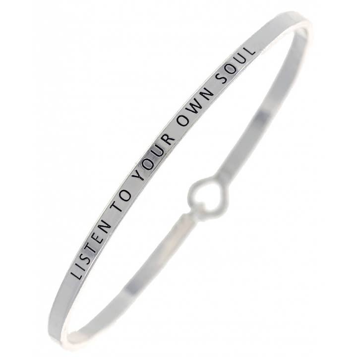 FR6593 LISTEN TO YOUR OWN SOUL_3mm Message Brass Bangle for wholesale by 0011 PREMIERE