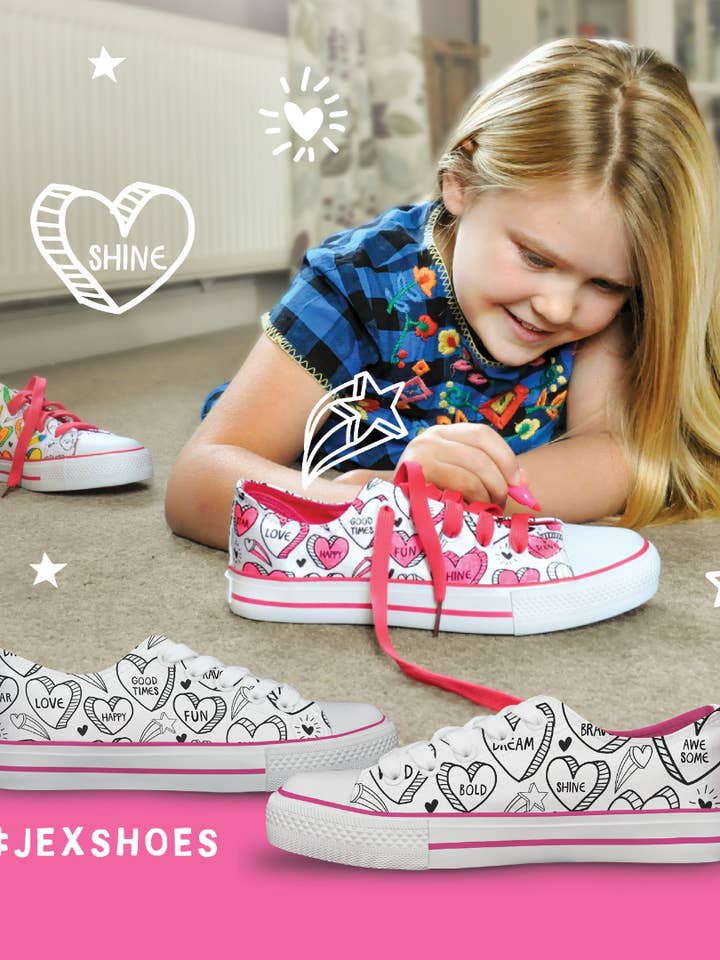 Sneakers colorate per bambini Positive Vibes Hearts per la vendita all'ingrosso da parte di Jex Shoes Limited