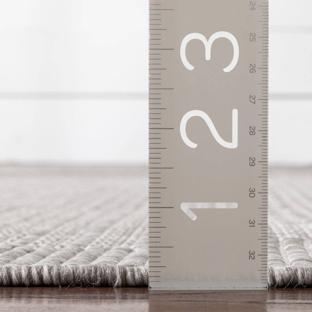 Well Woven - Wholesale Area Rug - Odin Solid & Striped Border Indoor Outdoor Grey Ivory7