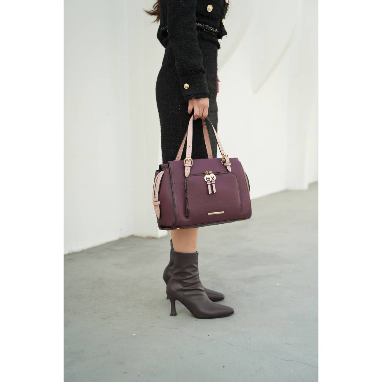 MKF Collection - Wholesale Satchel - Women's - Elise Vegan Leather Color-Block Women Satchel Bag by Mia k4