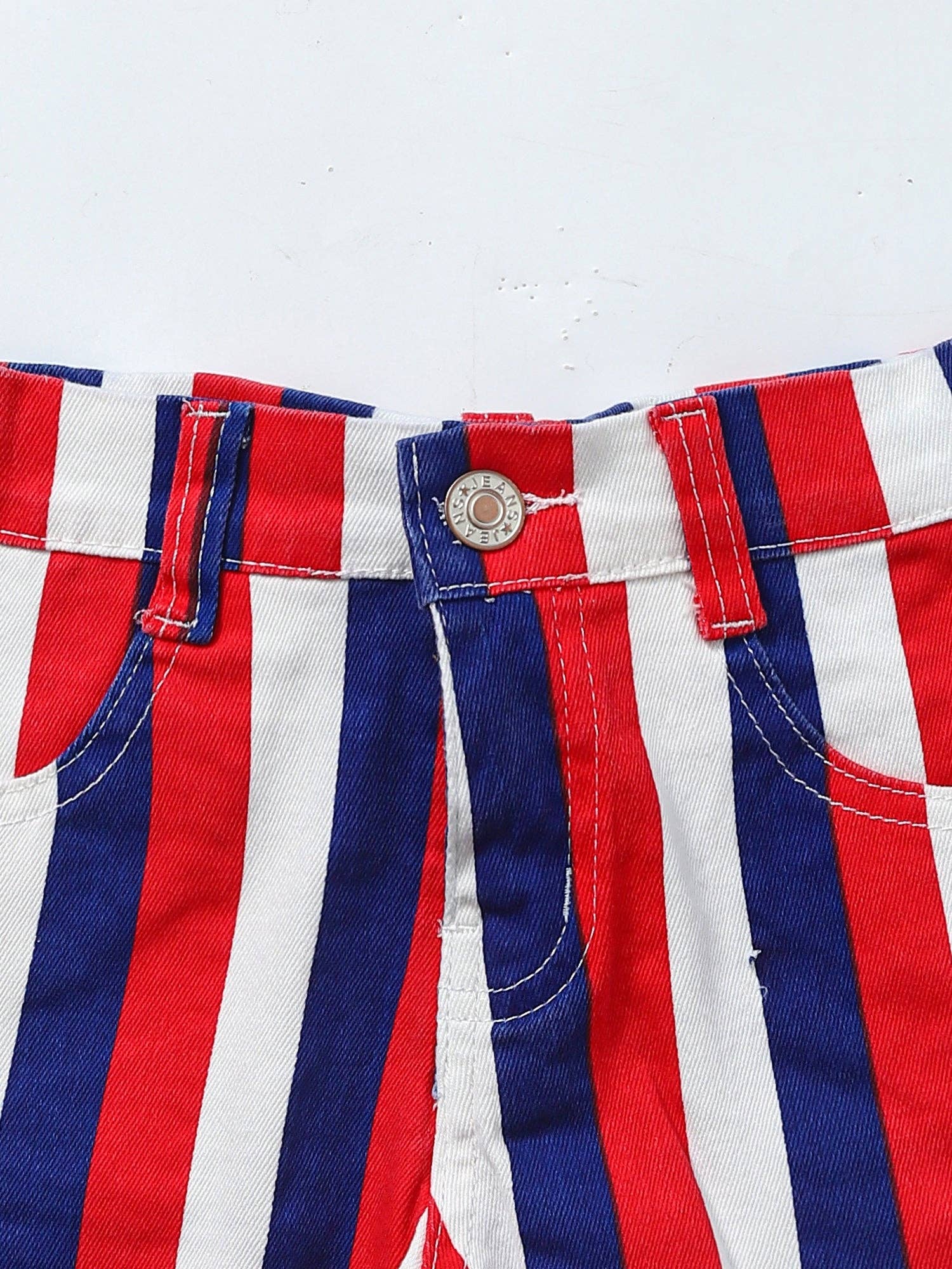 sassy kids palace - Wholesale Shorts - Kids - Kids Stripes July Fourth Denim Shorts1
