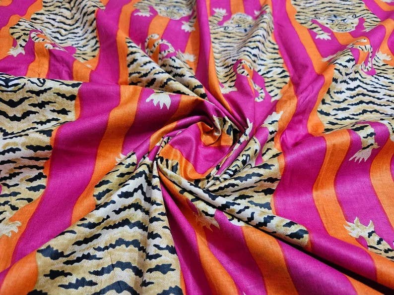bhavnas boutique - Wholesale Fabric Paint - Jaipuri Tiger Printed Cotton Fabric Indian Cotton Handmade1