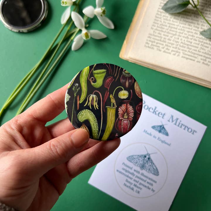 Tansy Moore - Wholesale Compact Mirror - Carnivorous Plants Pocket Mirror