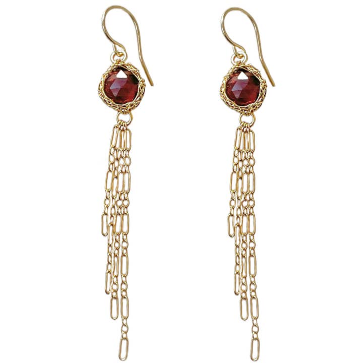 Boucles d'oreilles Boho grenat en or pour la vente par Arivka Jewelry