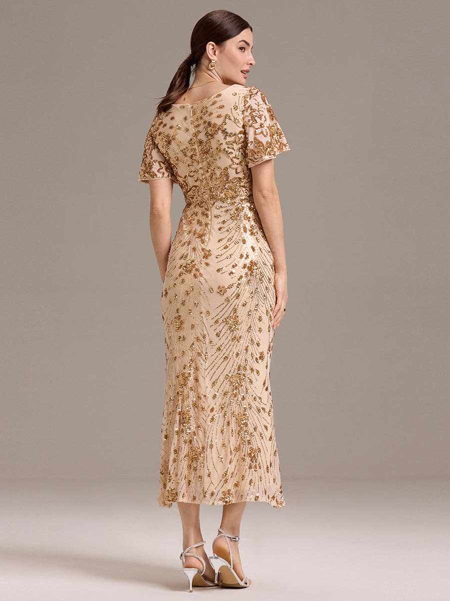 Ever-Pretty - Wholesale Gown - Women's - Strapless Deep Fishtail Paillette Midi Evening Dresses51