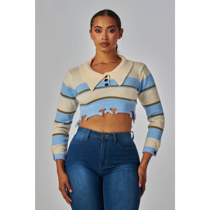 Haut en maille rayé délavé pour la vente par DORCAS