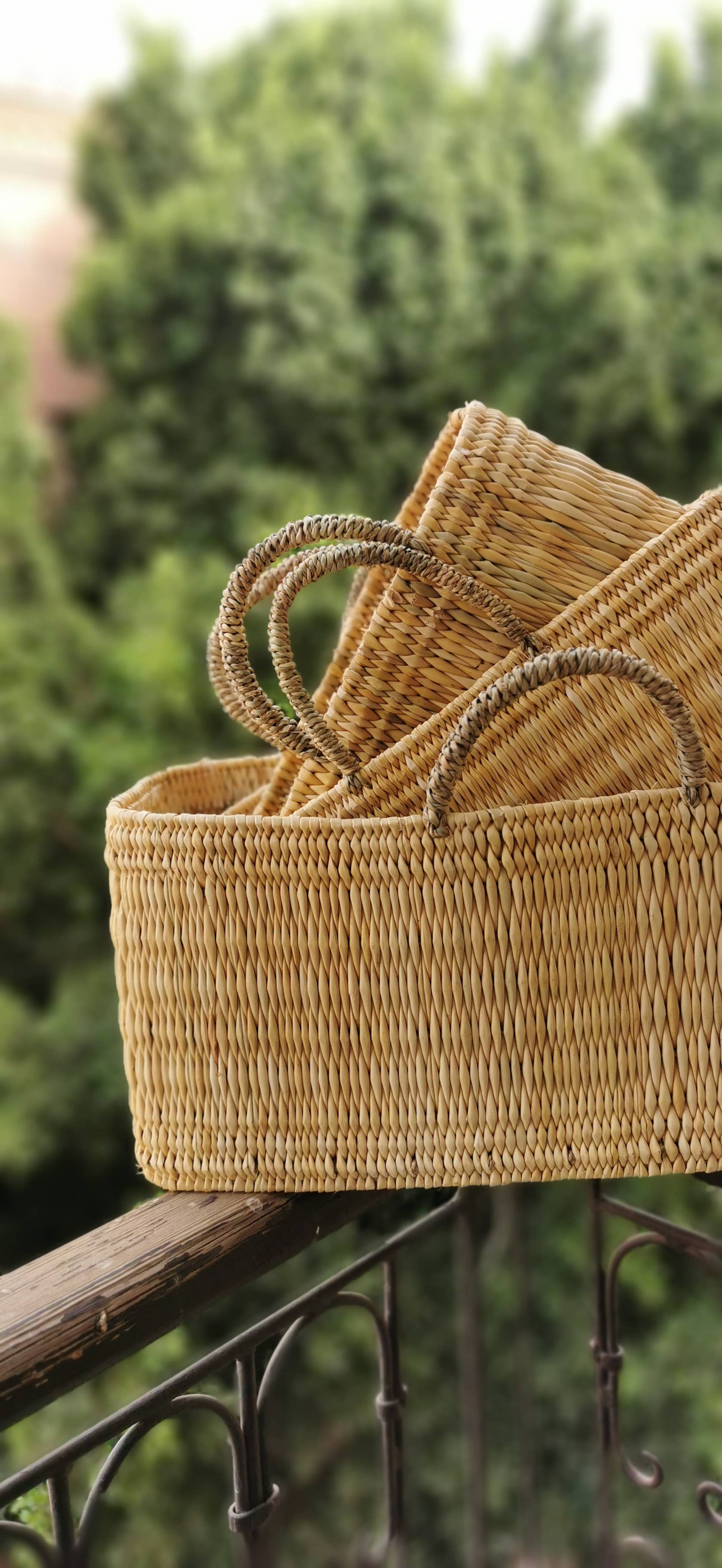 craftberber – wholesale Basket – Handcrafted Reed Baskets with Sturdy Handles, Reed Baskets2
