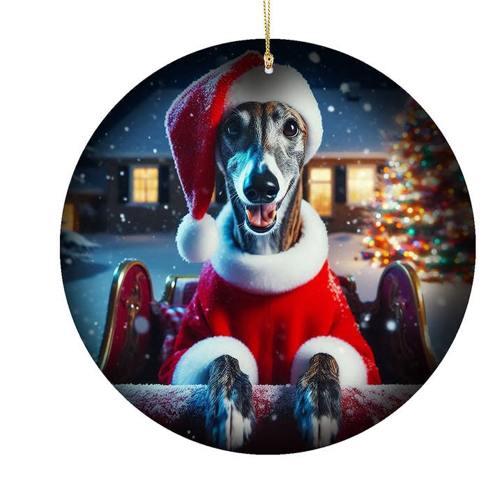 Best of Breed Products - Wholesale Christmas Decoration - Greyhound Brindle -Christmas Porcelain Ornament0