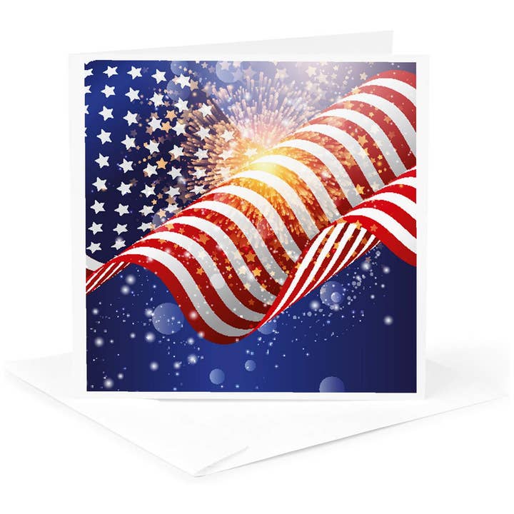 3dRose, Wapperende Amerikaanse Vlag Met Licht In Het Centrum, Wenskaart voor wholesale door 3dRose