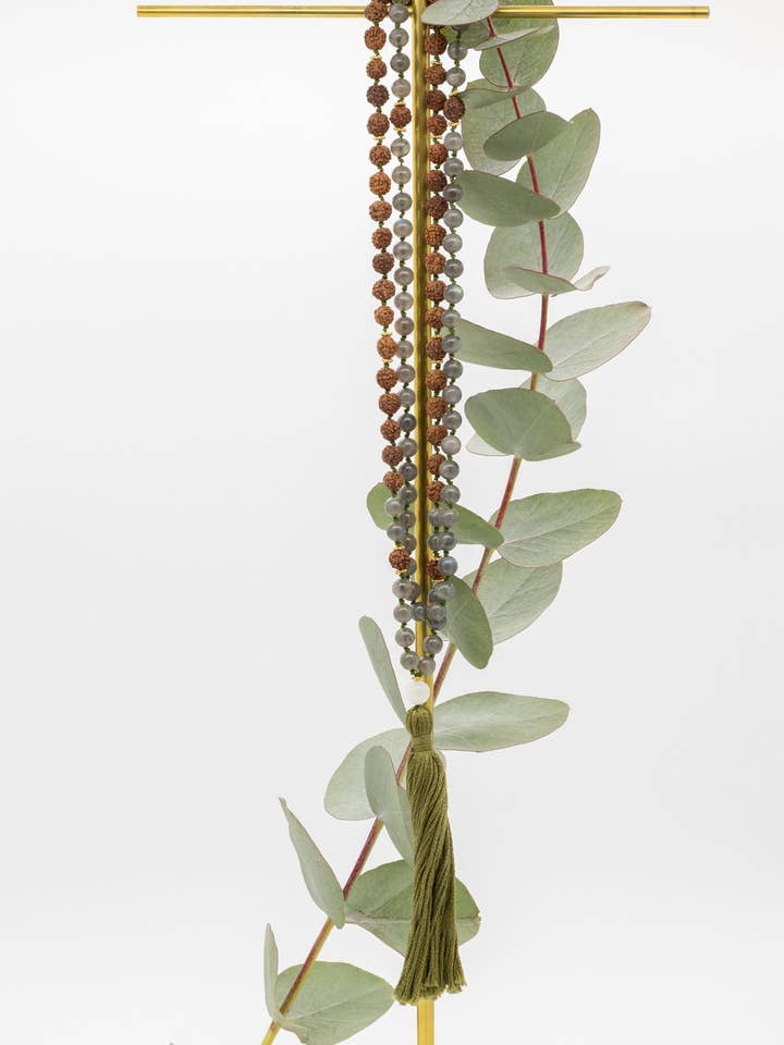 Mala de piedra lunar de rudraksha de labradorita pequeña para venta al por mayor de Nalina Wild