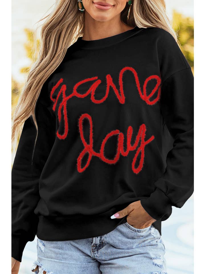 Little Daisy Closet - Wholesale Sweatshirt - Women's - LDC Fall Clothing Game Day Drop Shoulder Graphic Sweatshirt3