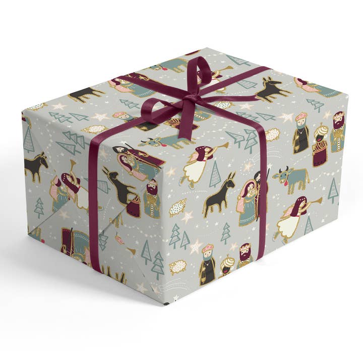 Stesha Wrapt - Wholesale Flat Wrap - Christmas Nativity Scene Gift Wrap