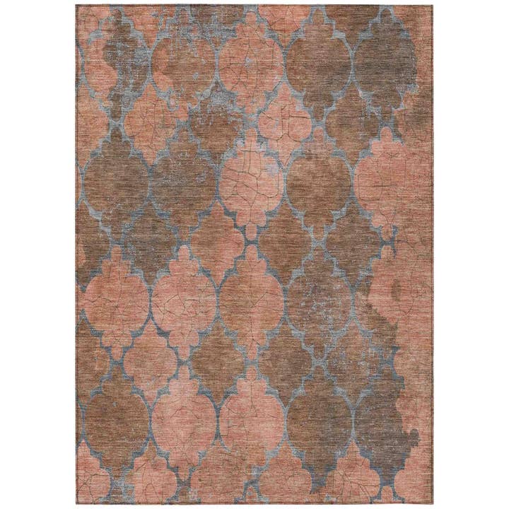 Maeoril Orange Washable Indoor-Outdoor Rug for wholesale by LOOMLAN