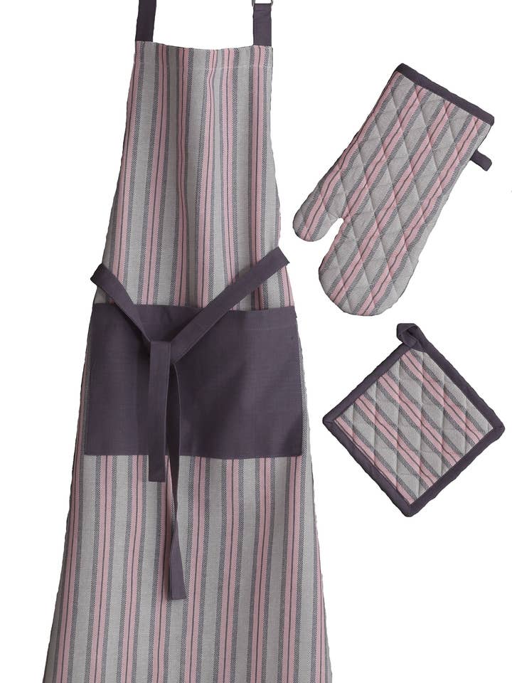% 100 Cotton Kitchen Set of 3,Apron,Oven Mitt,Pot Holder for wholesale by Pavia Home