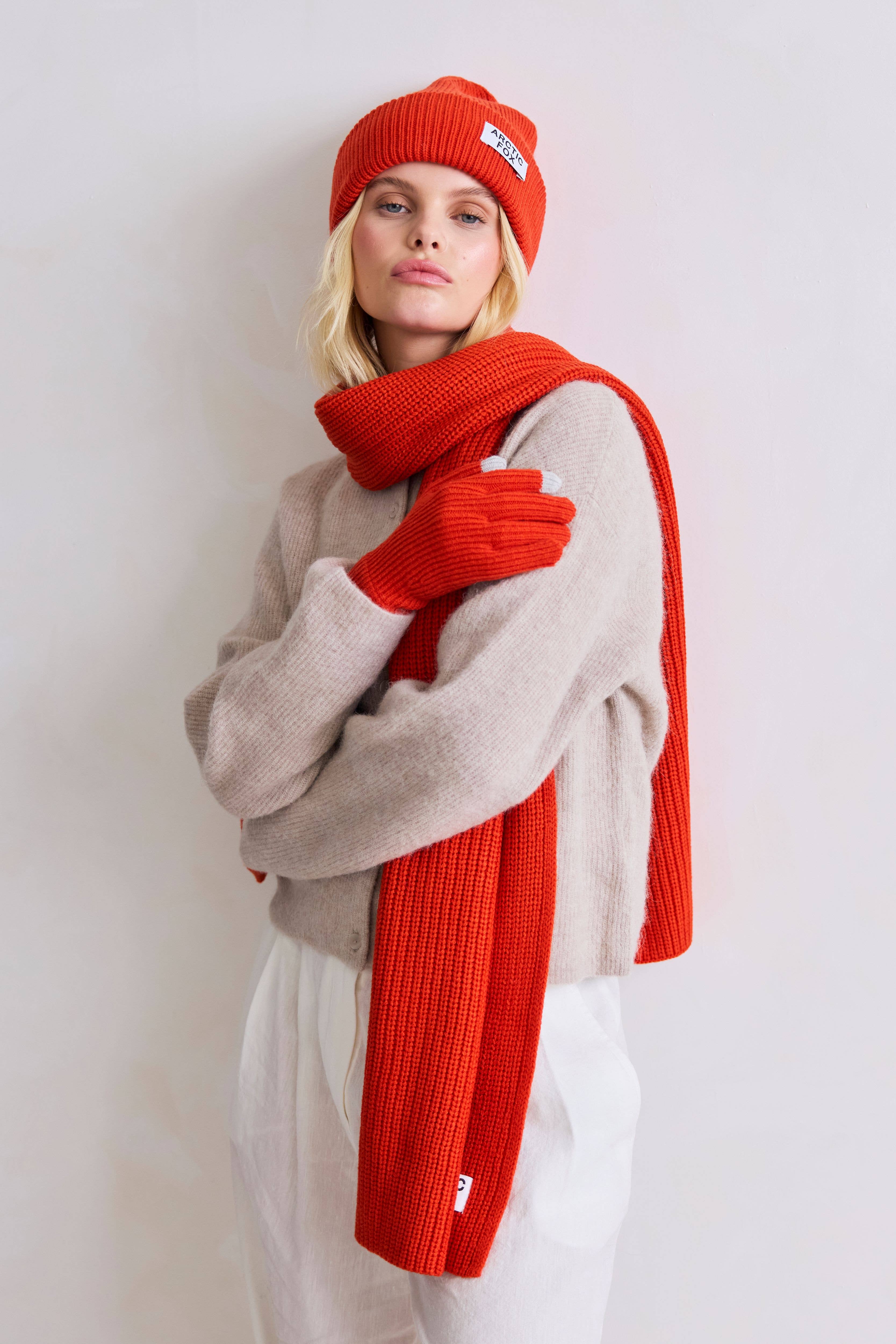 ARCTIC FOX & CO. - Vente Bonnet – unisexe - Bonnet recyclé en bouteilles plastique - Corail ensoleillé - AW257