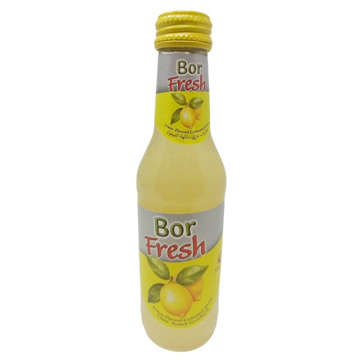 Bor Fresh, boisson gazeuse saveur citron, bouteille en verre 200 ml, soda pétillant aux agrumes au véritable sucre de betterave, rafraîchissant, vif et désaltérant, fabriqué en Turquie pour la vente par SaniLLC