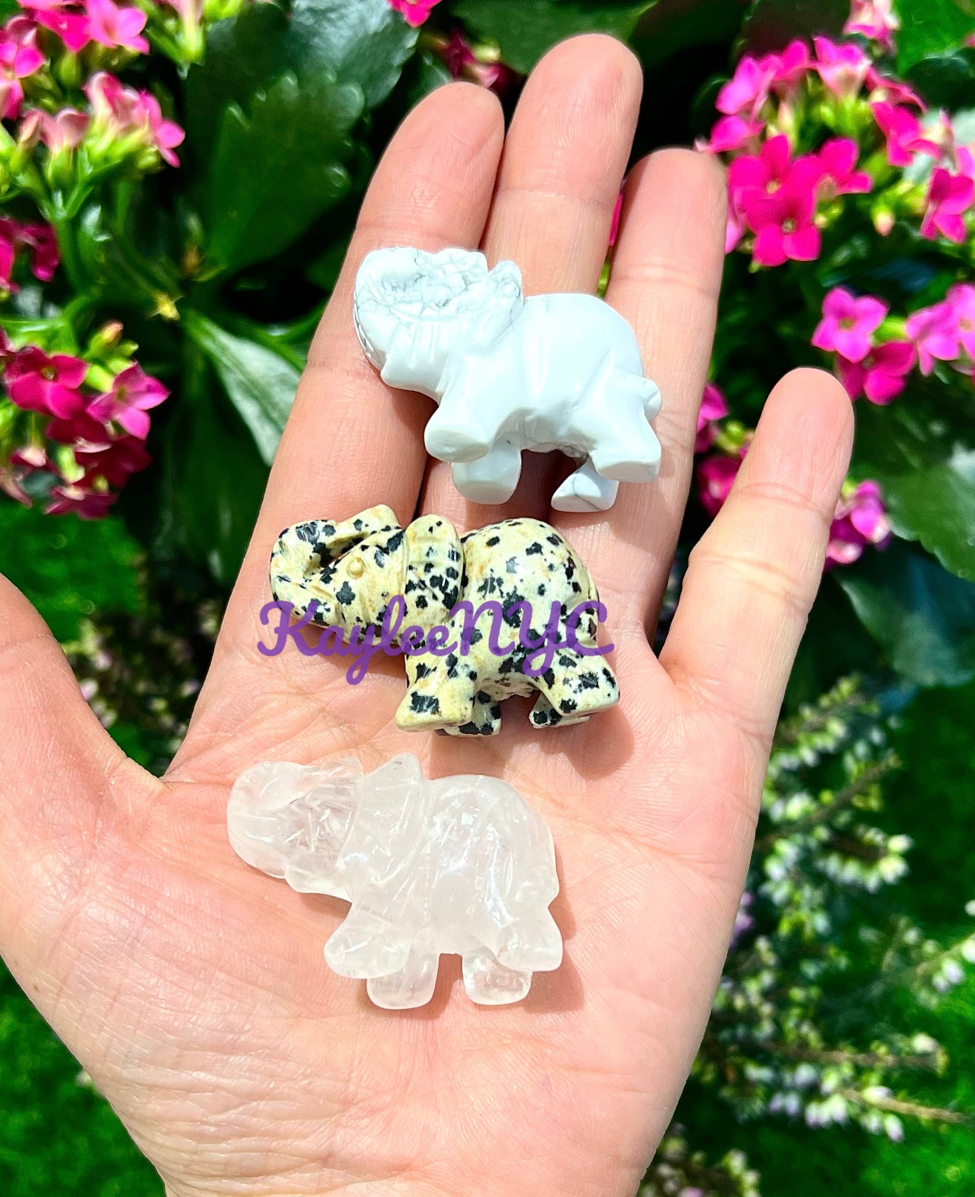 KayleeNYC - Wholesale Spiritual Stone/Crystal - 1.5” Natural mix Crystal Elephants Healing Energy9