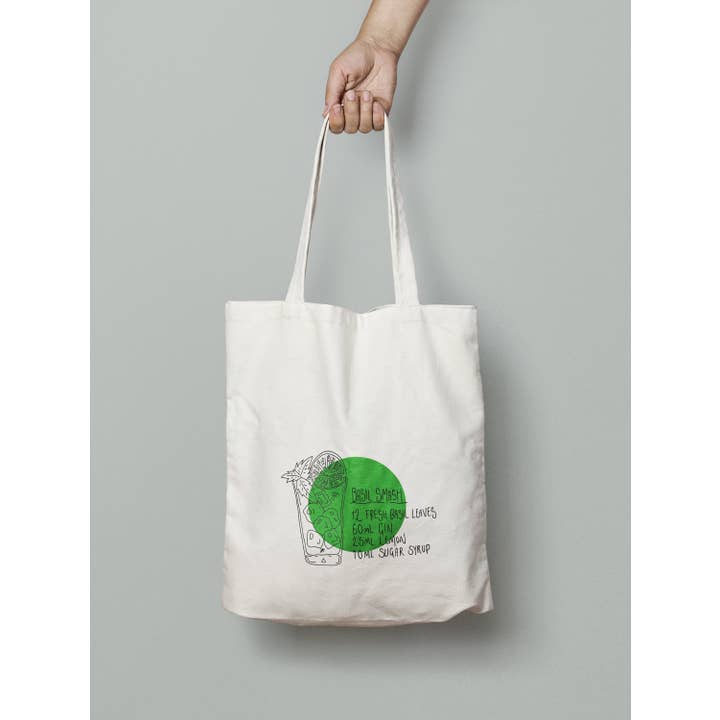 Sac cabas illustré Basil Smash Cocktail Barman pour la vente par Truzn