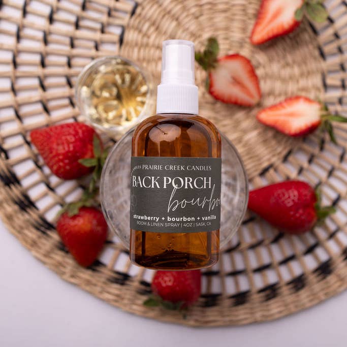 BACK PORCH BOURBON | NON TOXIC ROOM & LINEN SPRAY | FALL for wholesale by Prairie Creek Candles