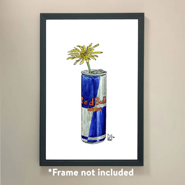 Yellow flower in red bull Art Print for wholesale by Lee McGuire Art