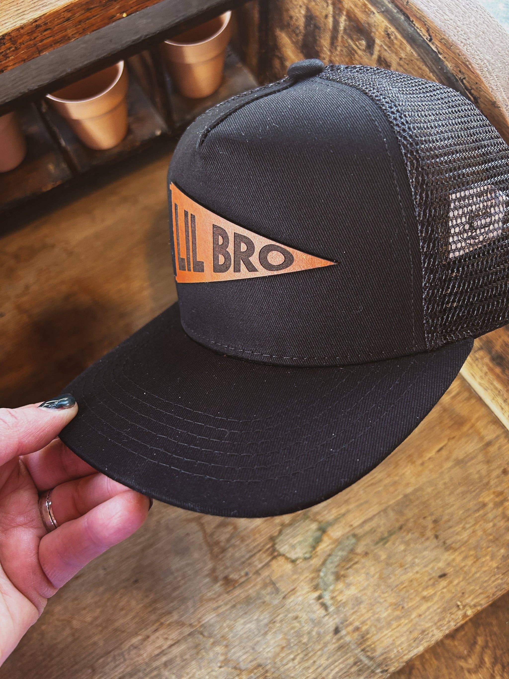 Left Grain - Wholesale Kids Hat - Kids - Big Bro and Lil Bro Pennant Leather Patch Kids Hat6