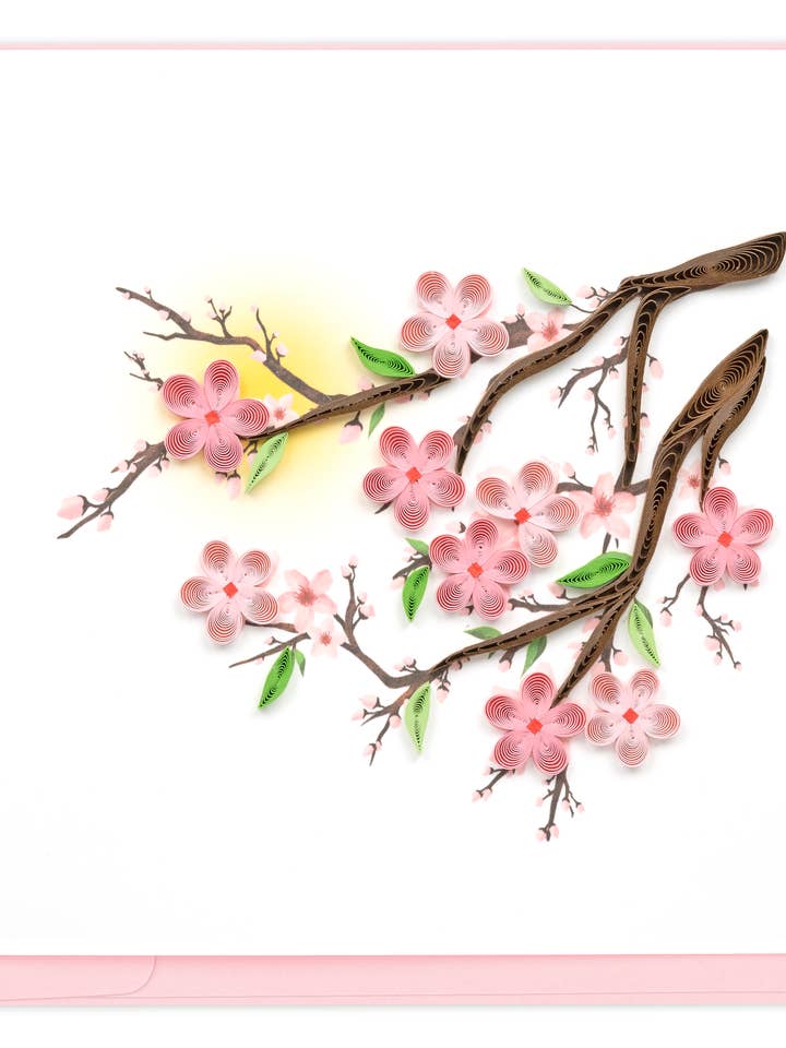 Quilled Cherry Blossoms Greeting Card for wholesale by Quilling Card