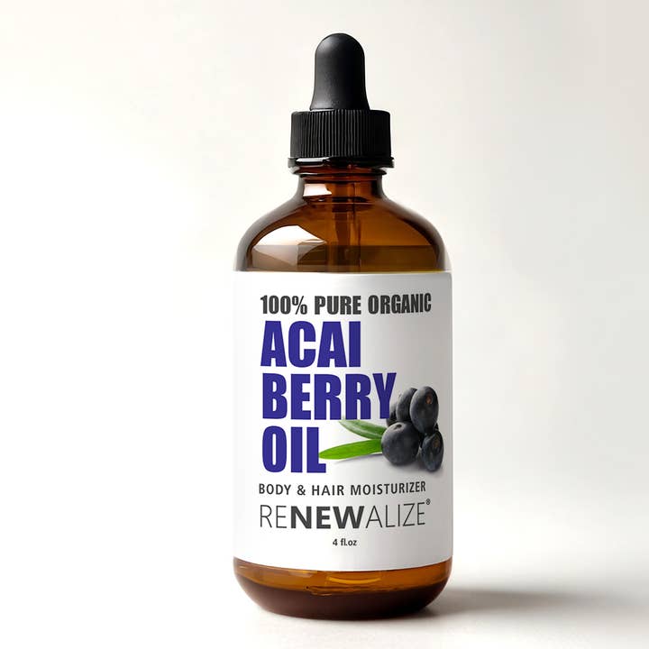Organic Acai Berry Oil Treatment for Hair Skin and Body 4oz for wholesale by Renewalize