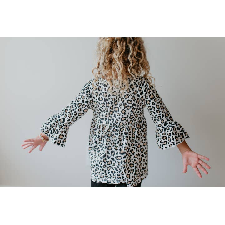 Adorable Sweetness - Wholesale T-Shirt - Kids - Kids Fall Winter Leopard Print Ruffle Top Shirt Blouse