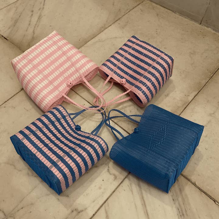 The Lilley Line - Wholesale Tote Bag - Women's - Large, Lined Paper Stripe in Baby Pink + White Tote