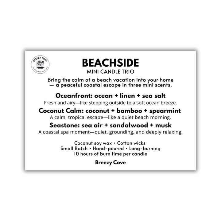 Breezy Cove - Wholesale Jar/Filled Candle - Beachside Mini Candle Trio Set – Coconut Soy Beach Candles3