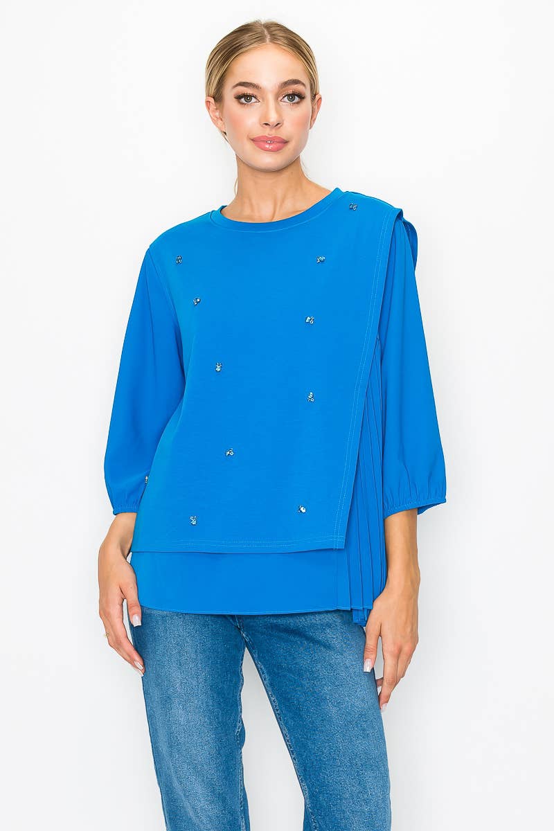 Joh Apparel – Engroshandel Bluse - Dame – Rilynn-top med plisseringer og diamanter5