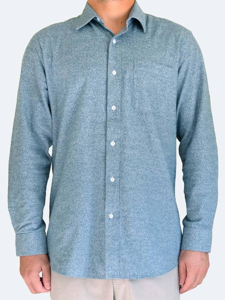 EKZO - Wholesale Button Down Shirt - Men's - Flannel Shirt Heather Opal1