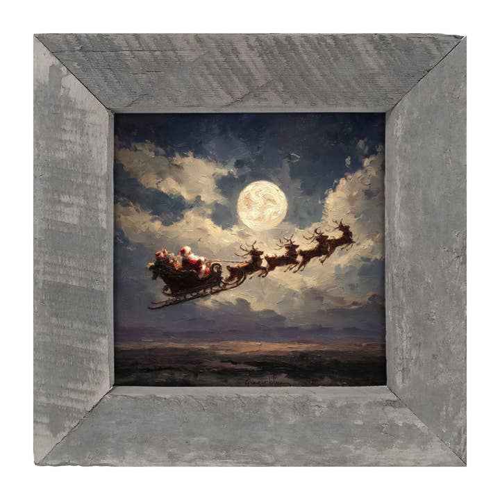 ginger blue - Wholesale Art Print - Santa Flying under Full Moon10