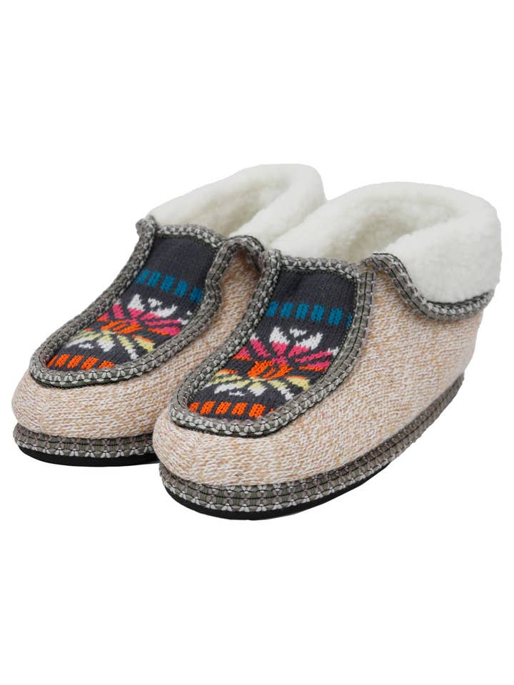 ASSORTED Boho Multi-tribal Shearling Lined Moccasin Slippers for wholesale on Faire9