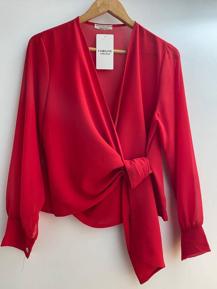 LORIANE – Blusa - Mulher por atacado – 22015U Blusa de gravata tamanho único 5
