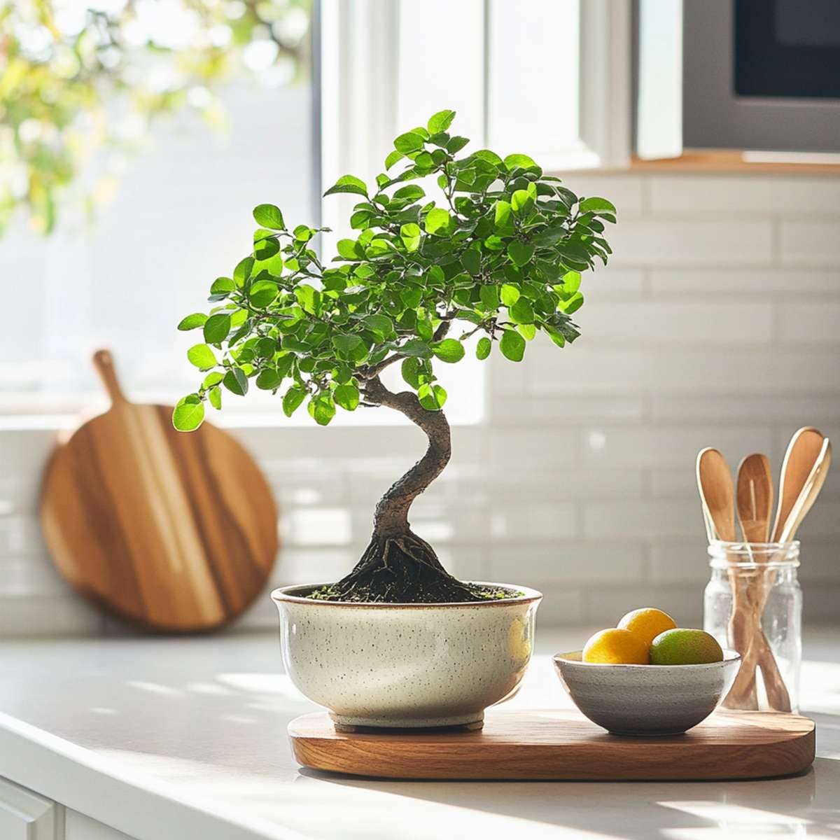 Oasis of Life - Venta al por mayor Plantas naturales - Árbol bonsái – Zelkova Serrata – Altura 20–30 cm – Ø20 cm – Olmo japonés con elegante forma en S – Bonsái de interior auténtico en maceta de cerámica – Fácil de cuidar y decorativo7