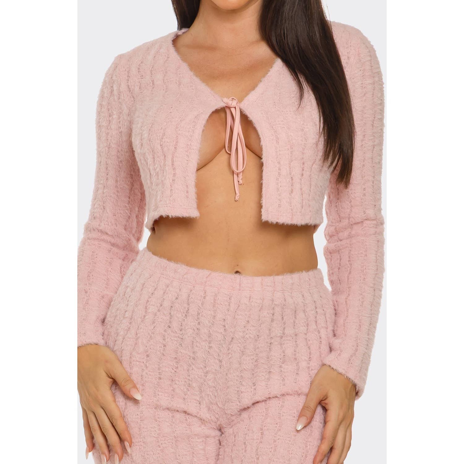 DORCAS – Engroshandel Top- og buksesæt (IKKE Loungewear) - Dame – Åben front spaghetti bindetop og bukser med vidde sæt7