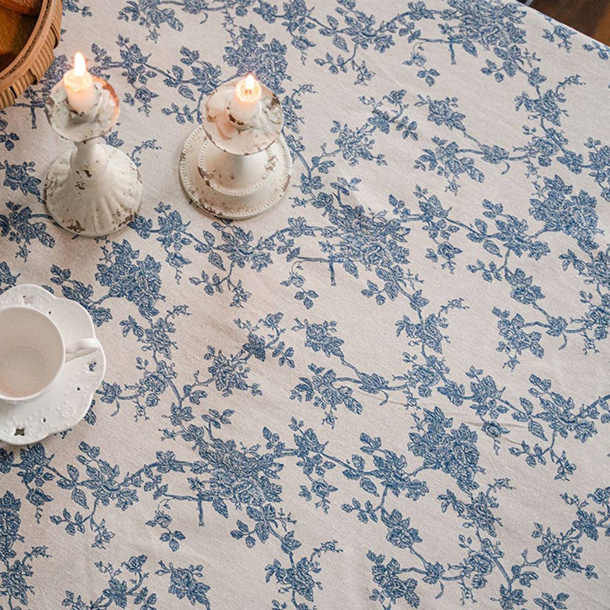 ACCITY - Wholesale Tablecloth - HOME BLUE ROSE PRINT PASTORAL TABLECLOTH_CWMM09437