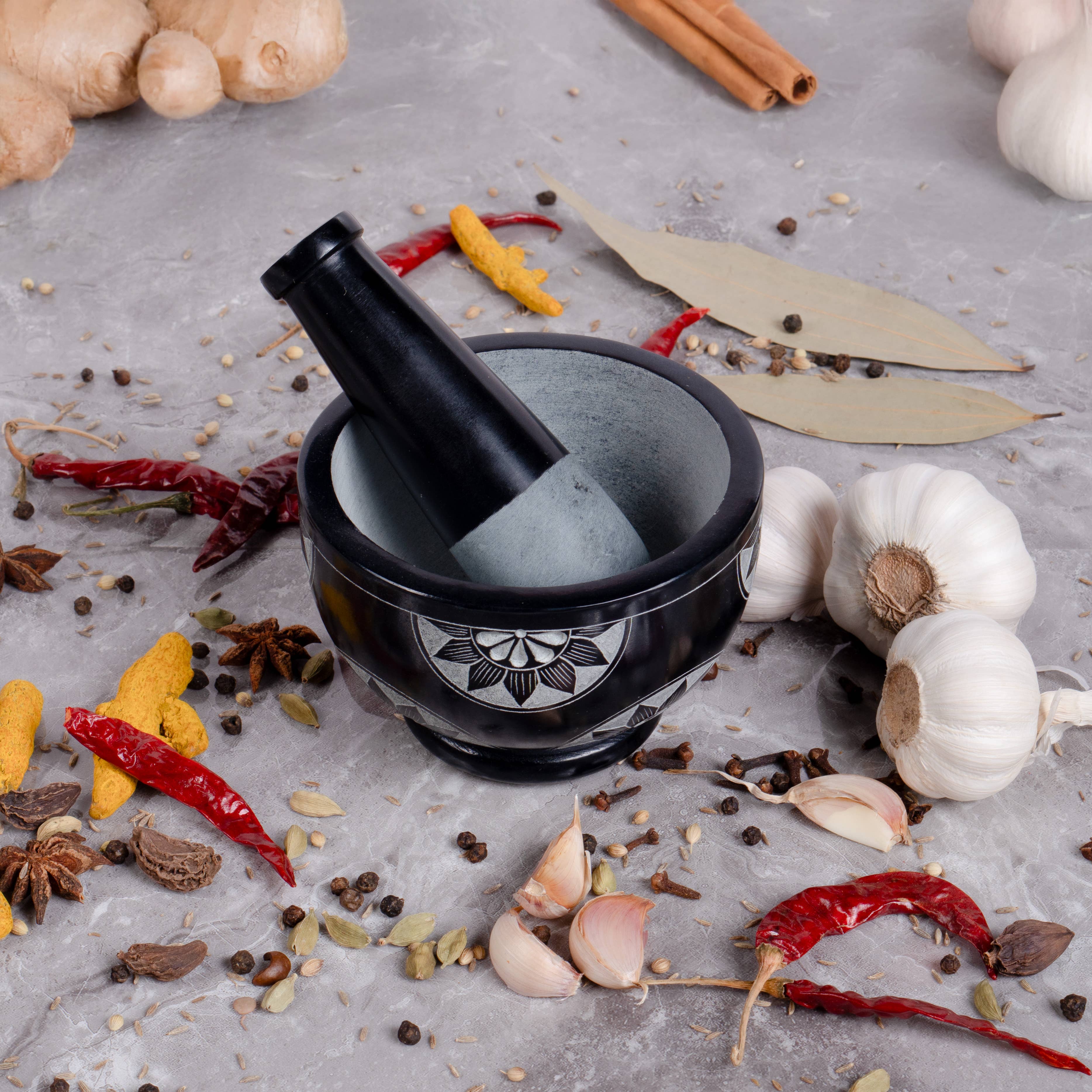 Valor Home Goods - Wholesale Mortar & Pestle - Handcrafted Soap Stone Mortar and Pestle Set4