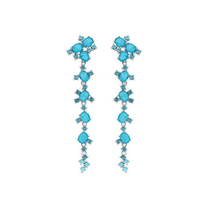 Pendientes Luxenter de Plata de Ley 925 y Cuarzo Hidrotermal Verde Paraiba acabado rodio - Jaitha para venta al por mayor de Luxenter