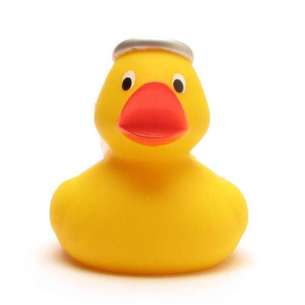 Duckshop - Wholesale Badspeelgoed - Baby - Rubberen badeend engel (geel) - badeendje2