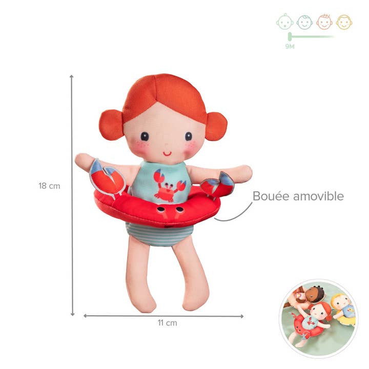 Juratoys - Vente Jouet pour le bain – bébé - Axelle Bain Poupée Crabe2