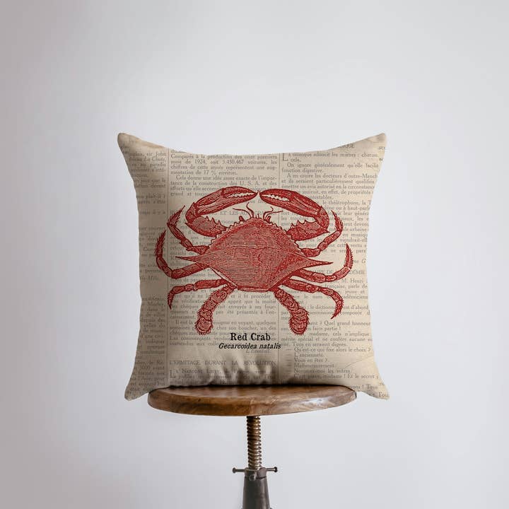UniikPillows - Wholesale Throw Pillow Cover - Red Crab | Pillow Cover | Throw Pillow | Home Decor | Modern Coastal Decor | Nautical | Ocean | Gift for her | Accent Pillow Covers | Crab0