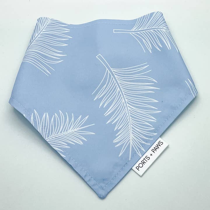 QUICK DRY BANDANA - CLOUD BLUE PALM for wholesale by Ports and Paws