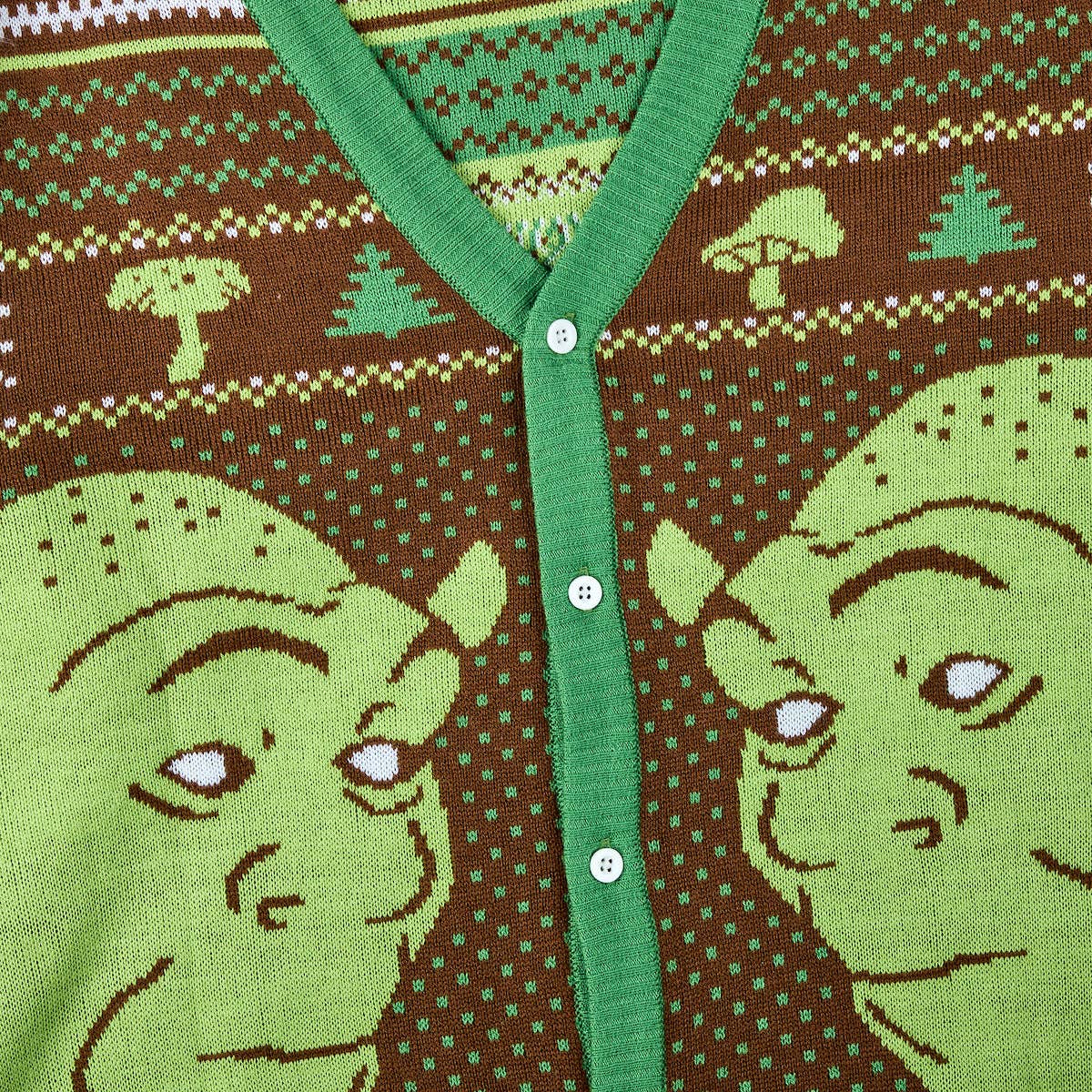 Bioworld Merchandising - Wholesale Knit Sweater - Men's - Shrek Character Faces Long Sleeve Men's Brown & Green Christmas Sweater4