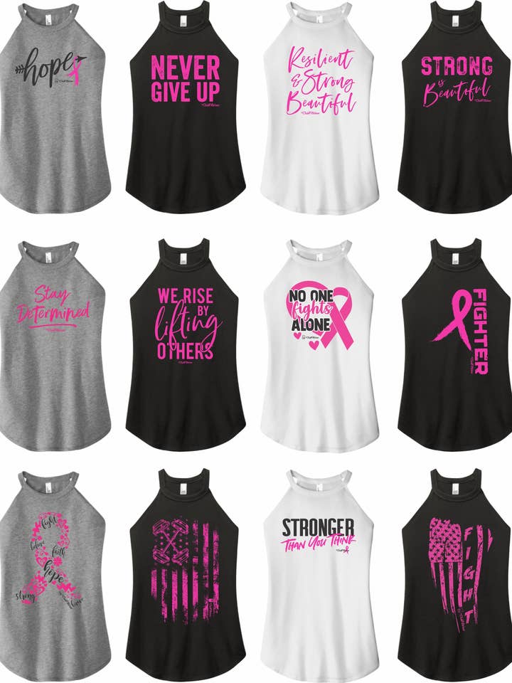 Breast Cancer Awareness Rocker Tanks for wholesale by ClubFitWear