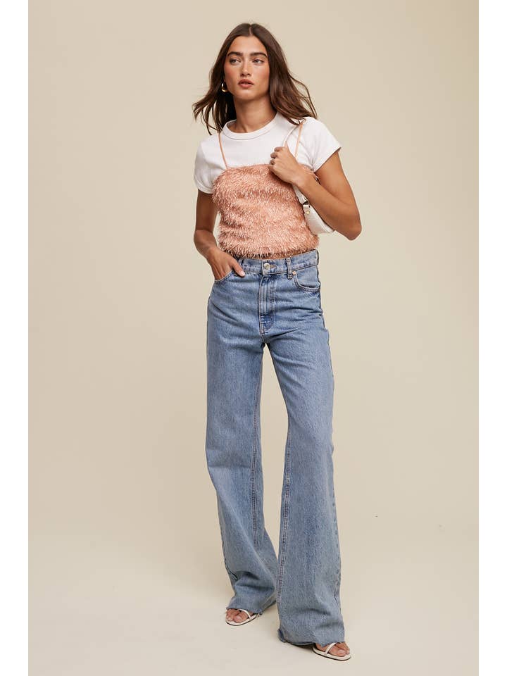 Listicle - Wholesale Camisole - Women's - Metallic Eyelash Knit Cami Top LT13154