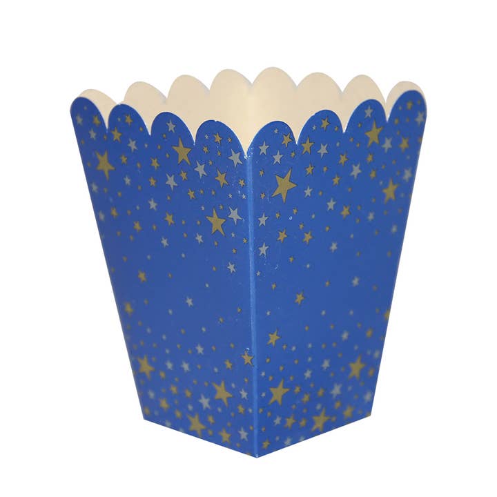 Cofanetto con stelle dorate/popcorn blu (6 pezzi) per la vendita all'ingrosso da parte di MI FIESTA