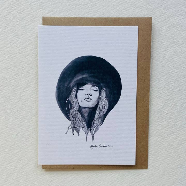 Tarjeta Chica con el sombrero para venta al por mayor de Myrthe Oostenbach Art